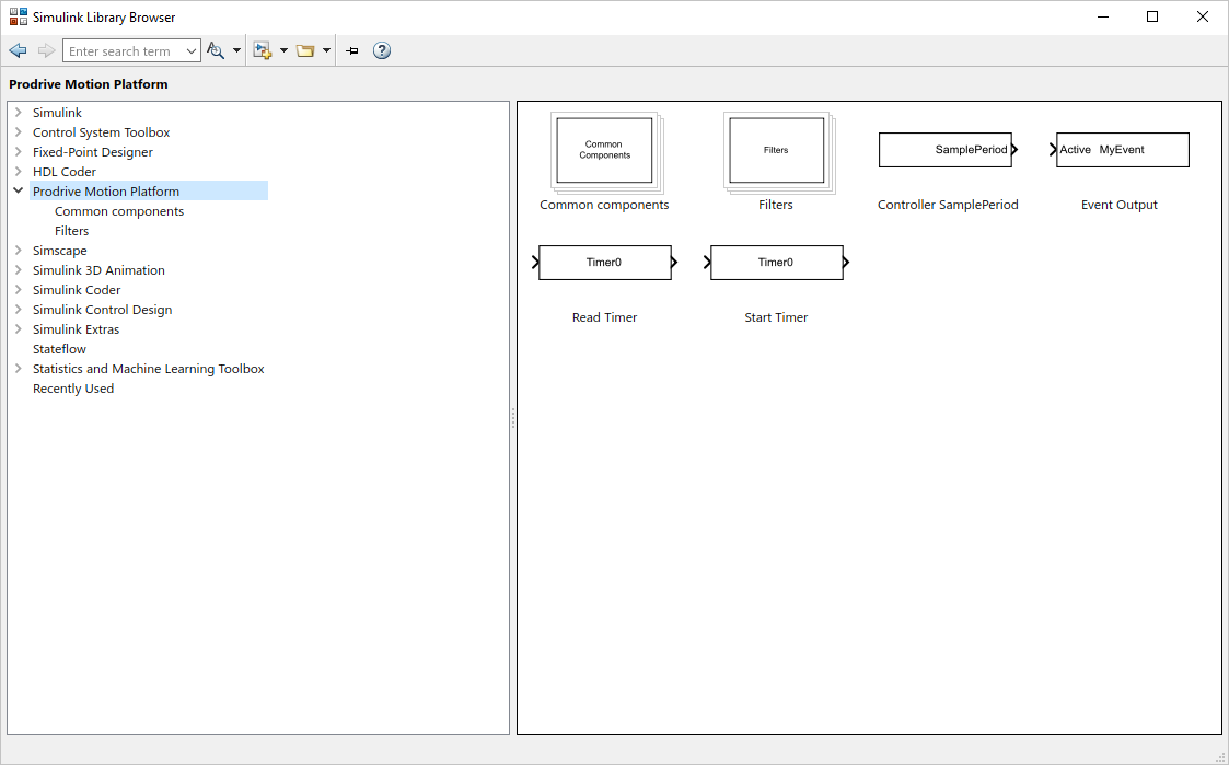 Prodrive Motion Platform library in the library browser.