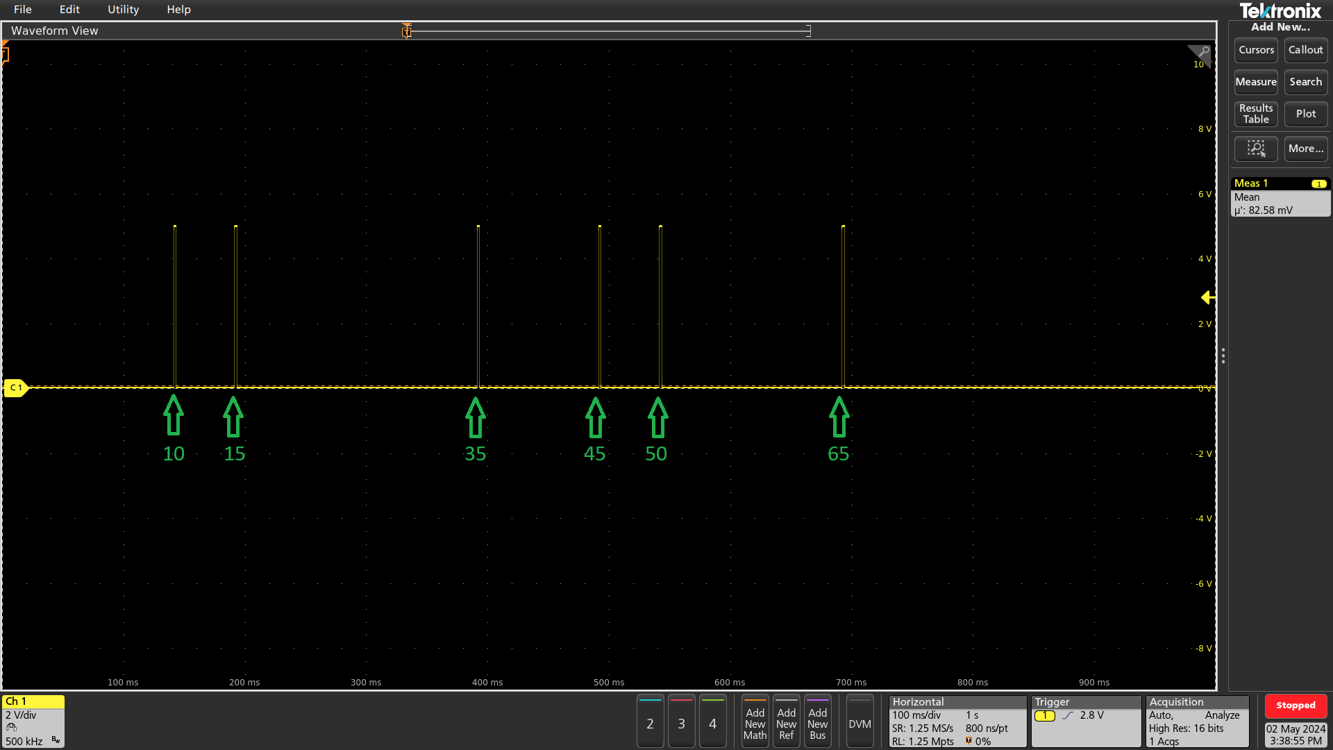 Array mode trigger generation hw scope measurement