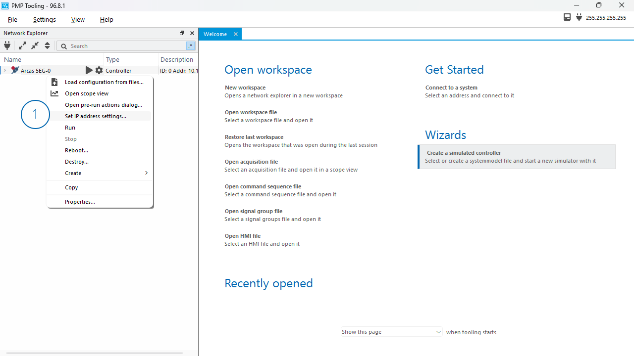 Set IP address settings button