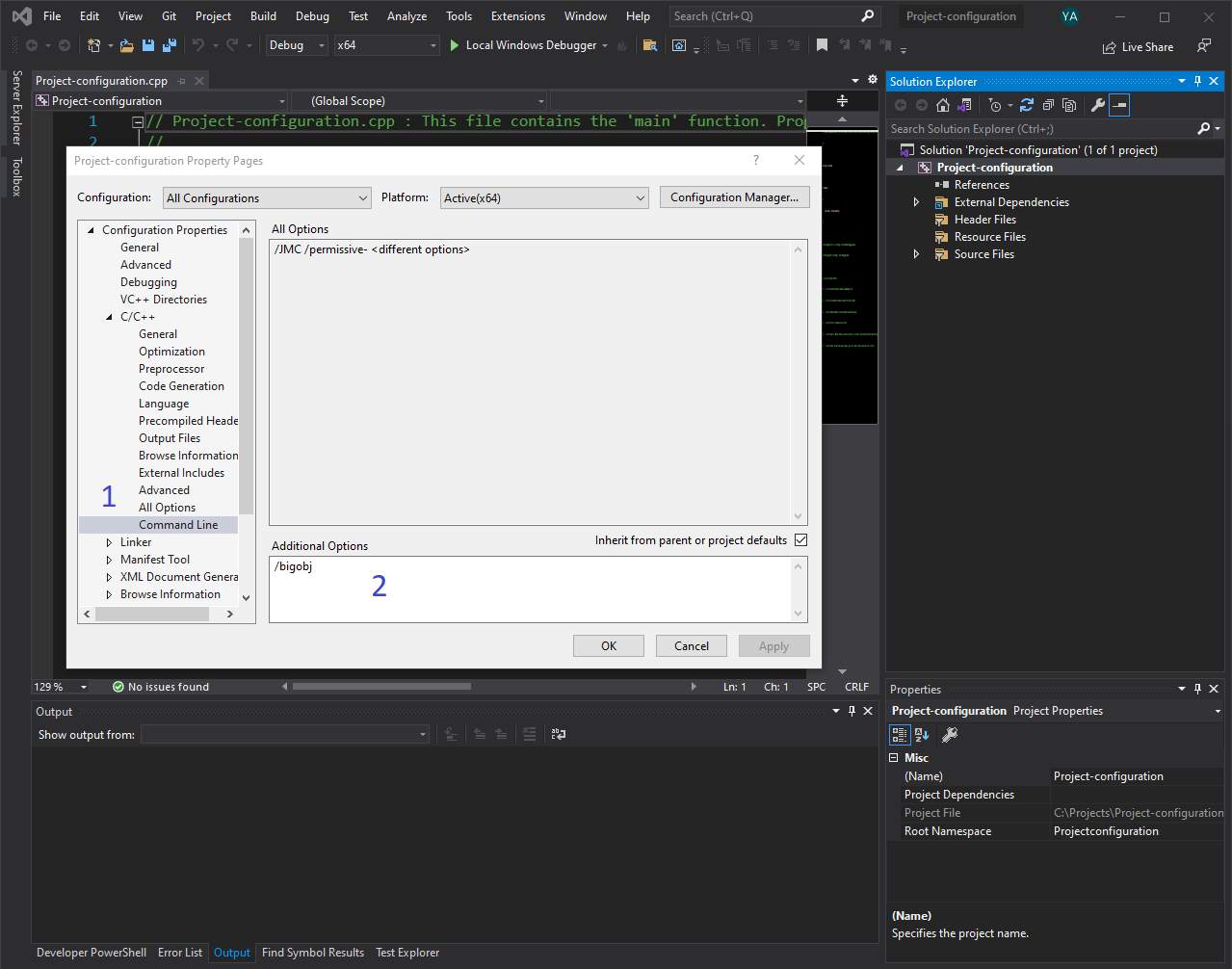 Configure Visual studio for big objects files.