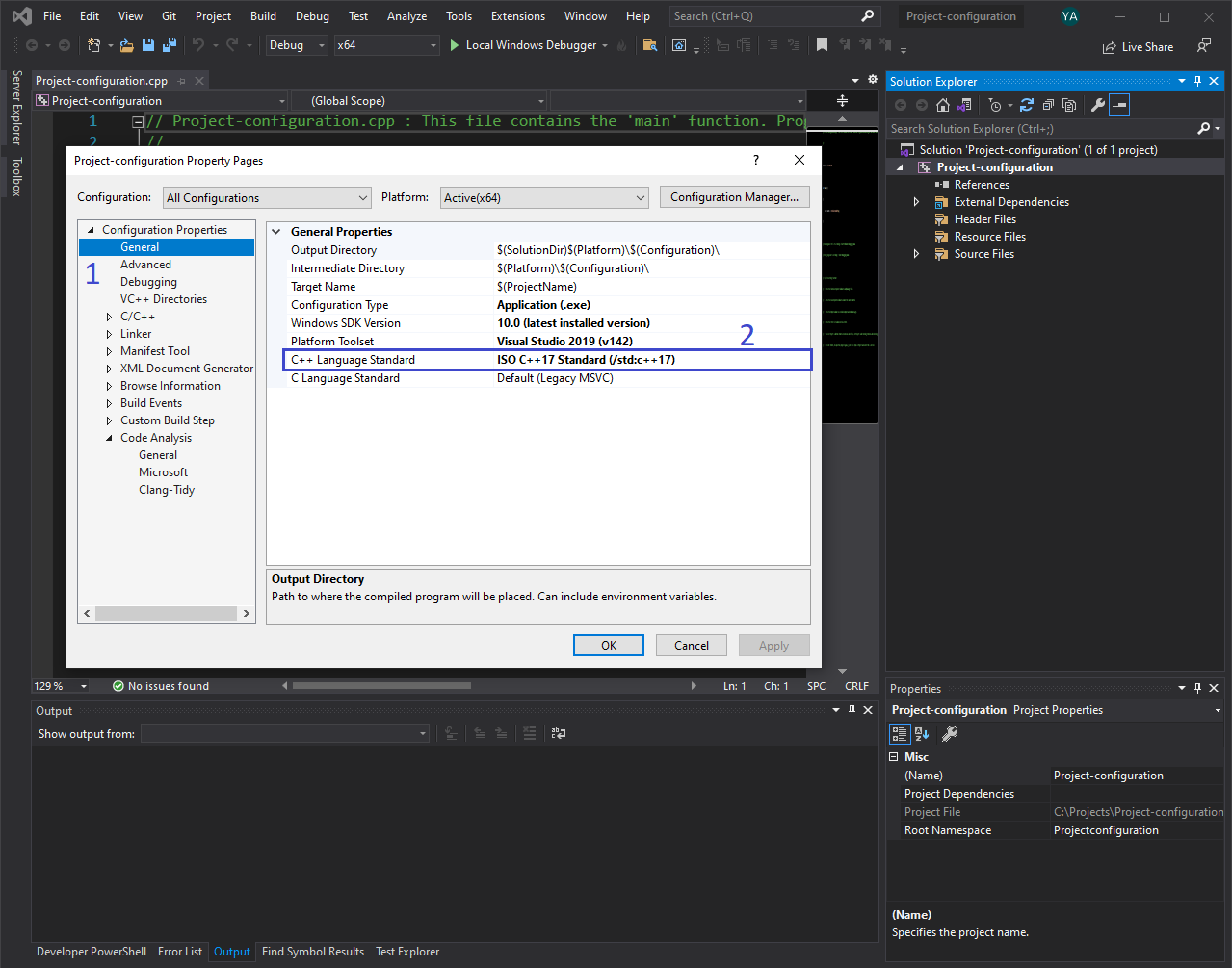 Configure c++ language standard.