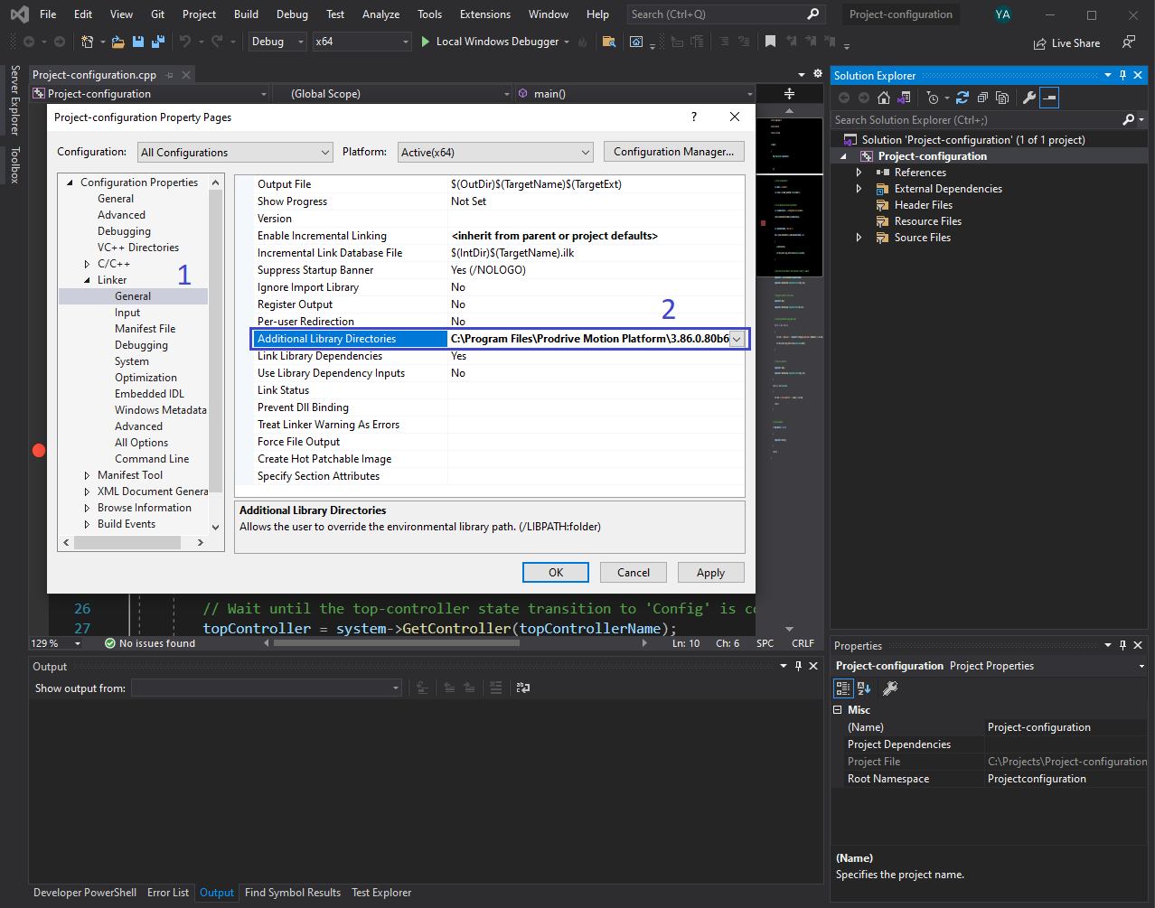 Configure linking properties.