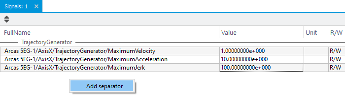 Add separators in the signal view to group signals