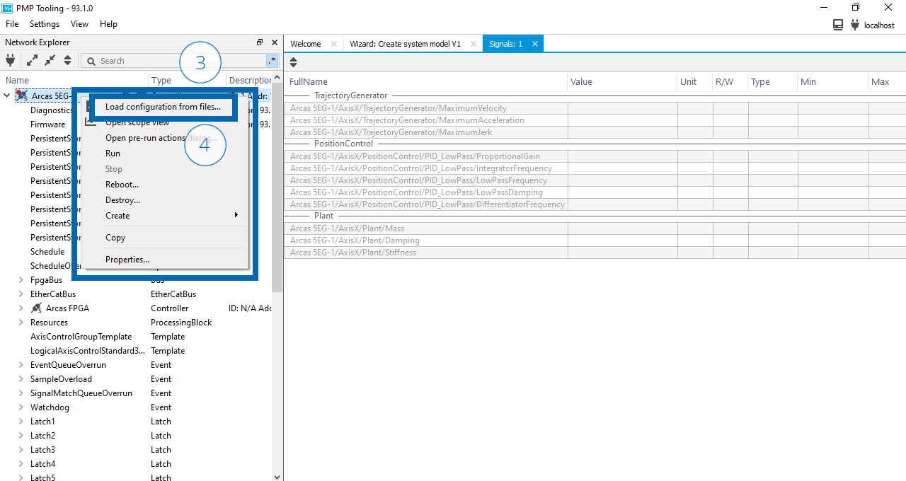 Apply the configuration XML file to the Arcas 5EG-1 top-controller