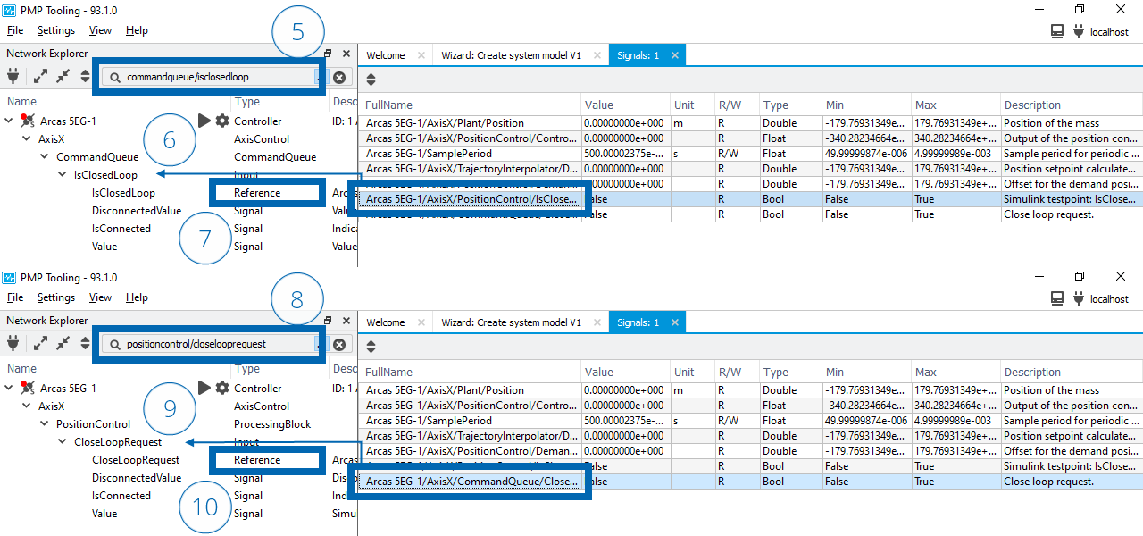 Connect PositionControl and CommandQueue signals to their corresponding input