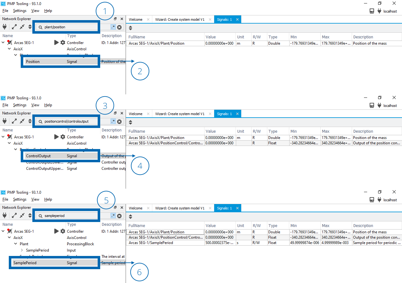 Drag and drop PositionControl and Plant signals in the signal view