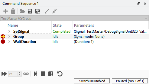 Command sequence paused by a breakpoint.