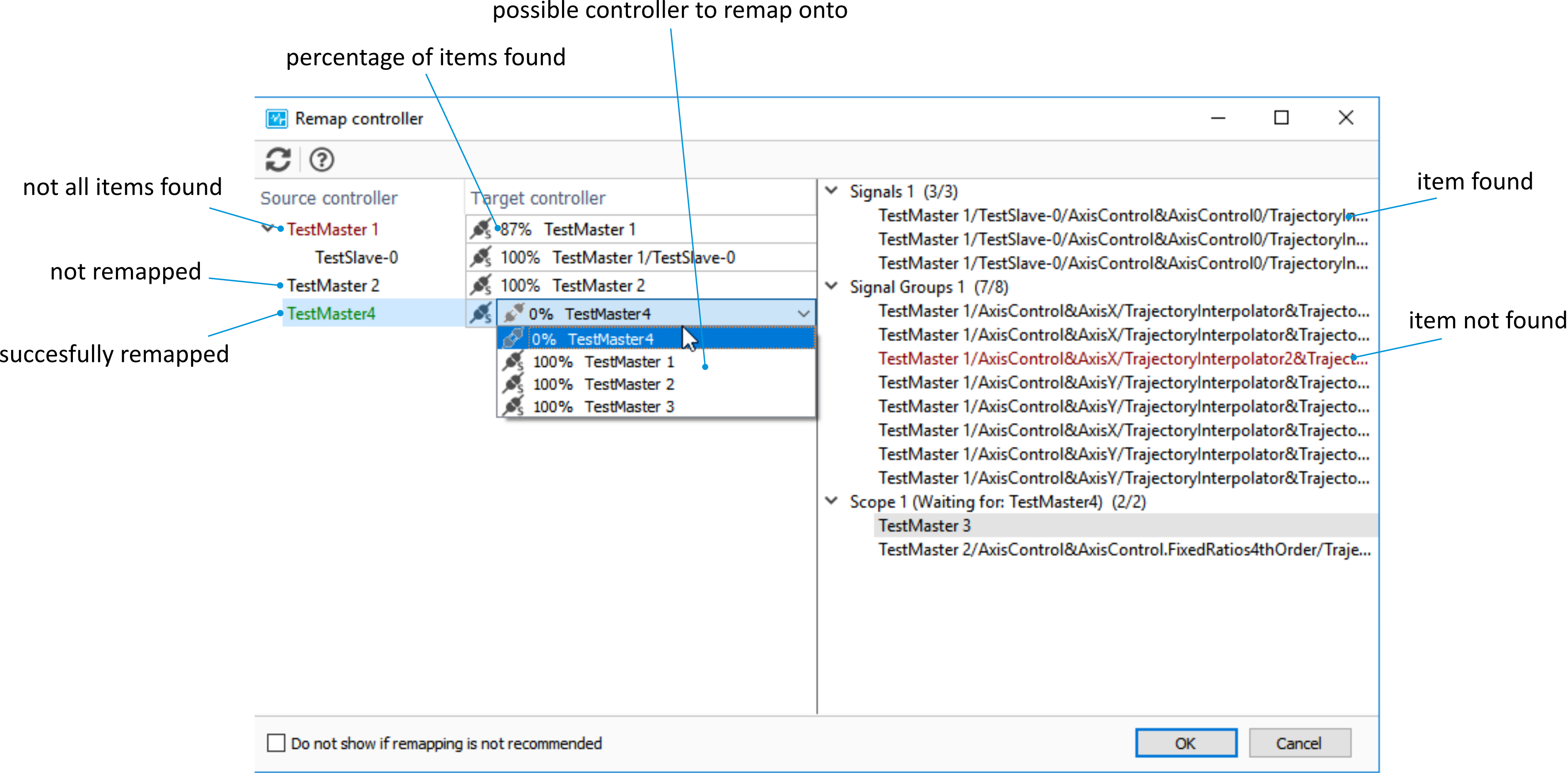 Remap controller dialog.