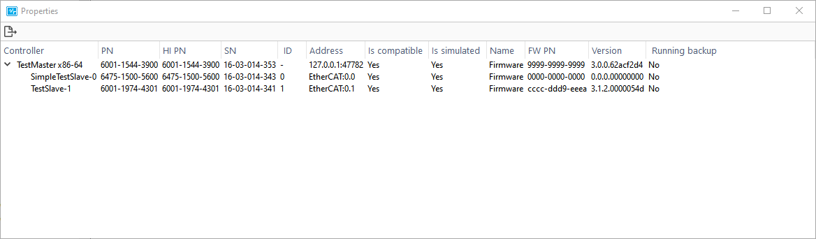 Controller properties dialog.