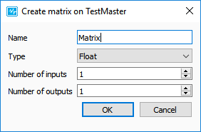 Create matrix dialog.