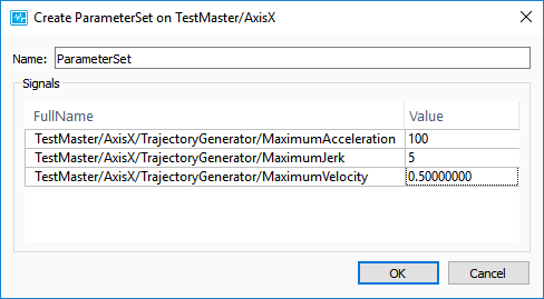 Create parameter set dialog.