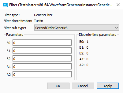 Filter configuration dialog