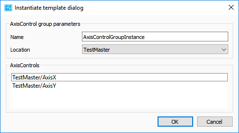 Instantiate AxisControlGroup dialog.