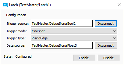 Latch configuration dialog.