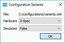 Dialog to configure the loaded configuration variants.